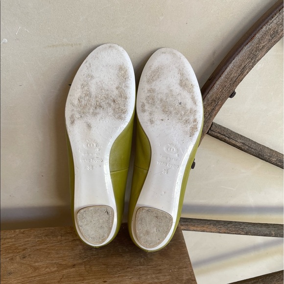 LEA FOSCATI Beautiful Soft Green Leather Ballet Flats Handmade Flowers 38 ITALY! - Picture 11 of 14